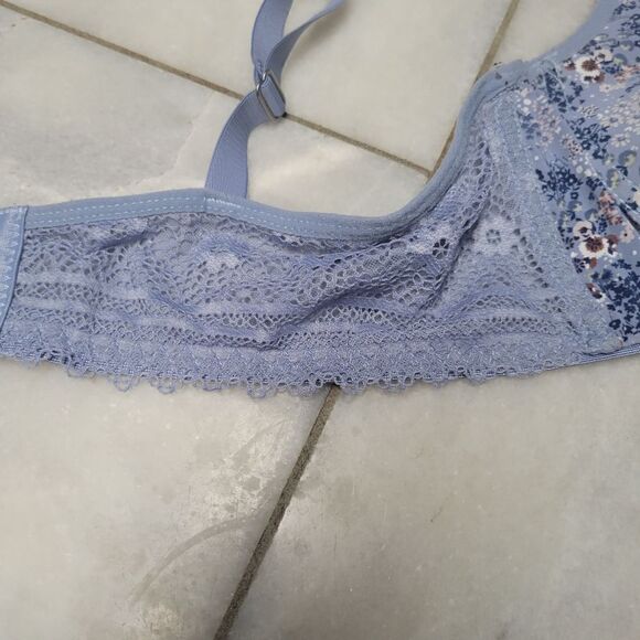 Lucky Brand Women's Blue Floral Print Sexy Comfortable Padded Push Bra Size 42D - Picture 10 of 15